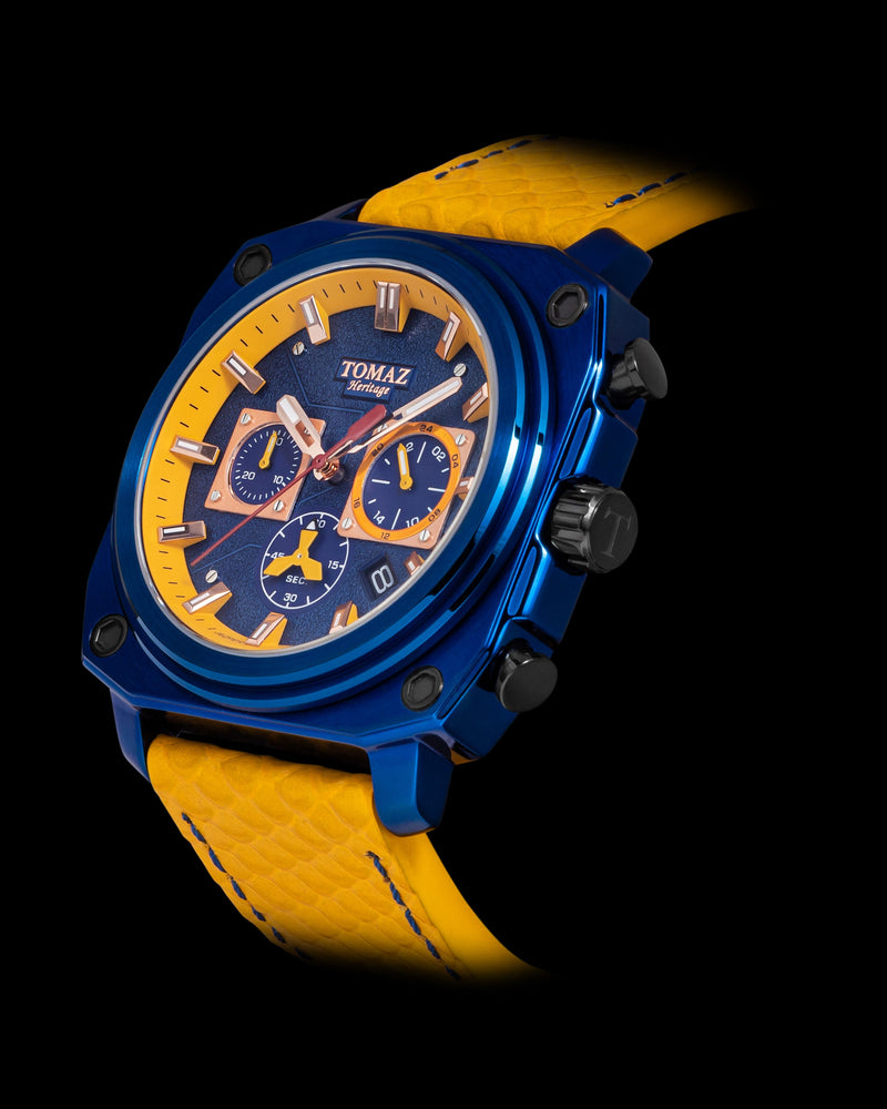 
                  
                    Load image into Gallery viewer, Jezper TQ021A-D8 (Blue/Yellow) Yellow Salmon Leather Strap
                  
                
