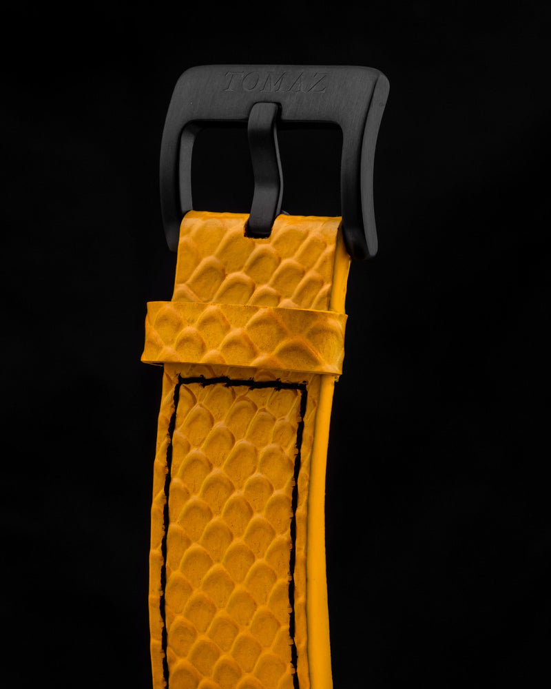 
                  
                    Load image into Gallery viewer, Jezper TQ021B-D2 (Black) with Black Swarovski (Yellow Salmon Leather Strap)
                  
                