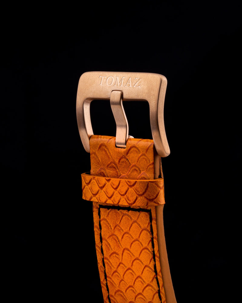 
                  
                    Load image into Gallery viewer, Jezper TQ021B-D7 (Rosegold) with Blue Swarovski (Orange Salmon Leather Strap)
                  
                