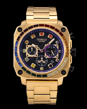 
                  
                    Load image into Gallery viewer, Jezper TQ021C-D3 (Gold) with Rainbow Swarovski (Gold Stainless Steel)
                  
                