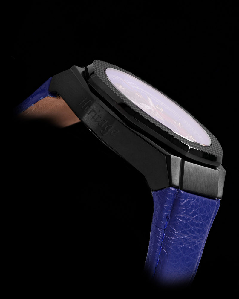 
                  
                    Load image into Gallery viewer, Hexagon TQ023A-D18 (Black/Blue) (Blue Leather Strap)
                  
                