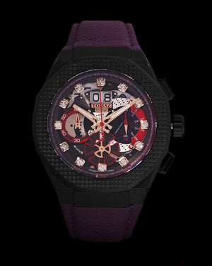 
                  
                    Load image into Gallery viewer, Hexagon TQ023A-D7 (Black/Purple) Purple Leather Strap
                  
                