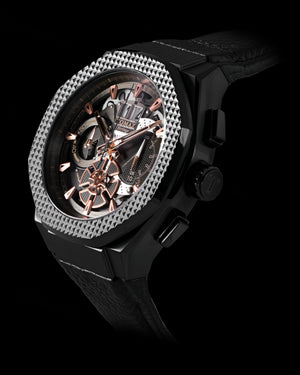 
                  
                    Load image into Gallery viewer, Hexagon TQ023A-D14 (Black) Black Leather Strap
                  
                