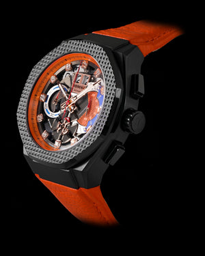 
                  
                    Load image into Gallery viewer, Hexagon TQ023A-D2 (Black/Orange) Orange Leather Strap
                  
                