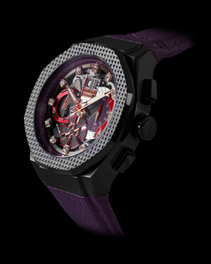 
                  
                    Load image into Gallery viewer, Hexagon TQ023A-D7 (Black/Purple) Purple Leather Strap
                  
                