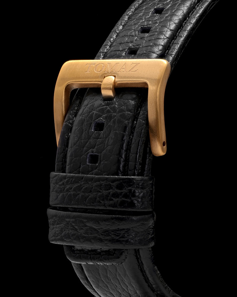 
                  
                    Load image into Gallery viewer, Hexagon TQ023B-D20 (Gold/Black) with Yellow Swarovski Crystal (Black Leather Strap)
                  
                