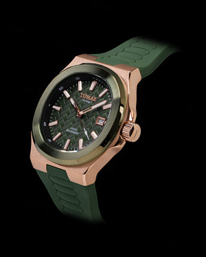 
                  
                    Load image into Gallery viewer, Tomaz Men&amp;#39;s Watch TQ029M-D5 (Rosegold/Green) Green Silicone Strap
                  
                