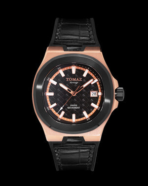 
                  
                    Load image into Gallery viewer, Tomaz Men&amp;#39;s Watch TQ029M-D7 (Rosegold/Black) Black Silicone Strap
                  
                