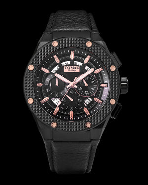 
                  
                    Load image into Gallery viewer, Romeo XL TQ030-D14 (Full Black) Black Leather Strap
                  
                