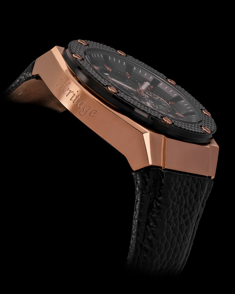 
                  
                    Load image into Gallery viewer, Romeo XL TQ030-D21 (Rosegold/Black) Black Leather Strap
                  
                