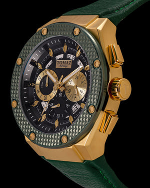 
                  
                    Load image into Gallery viewer, Romeo XL TQ030-D23 (Gold/Green) Green Leather Strap
                  
                