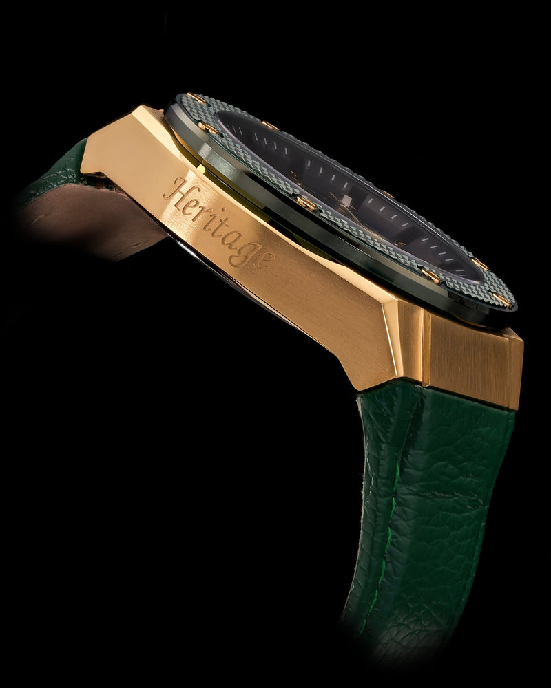 
                  
                    Load image into Gallery viewer, Romeo XL TQ030-D23 (Gold/Green) Green Leather Strap
                  
                