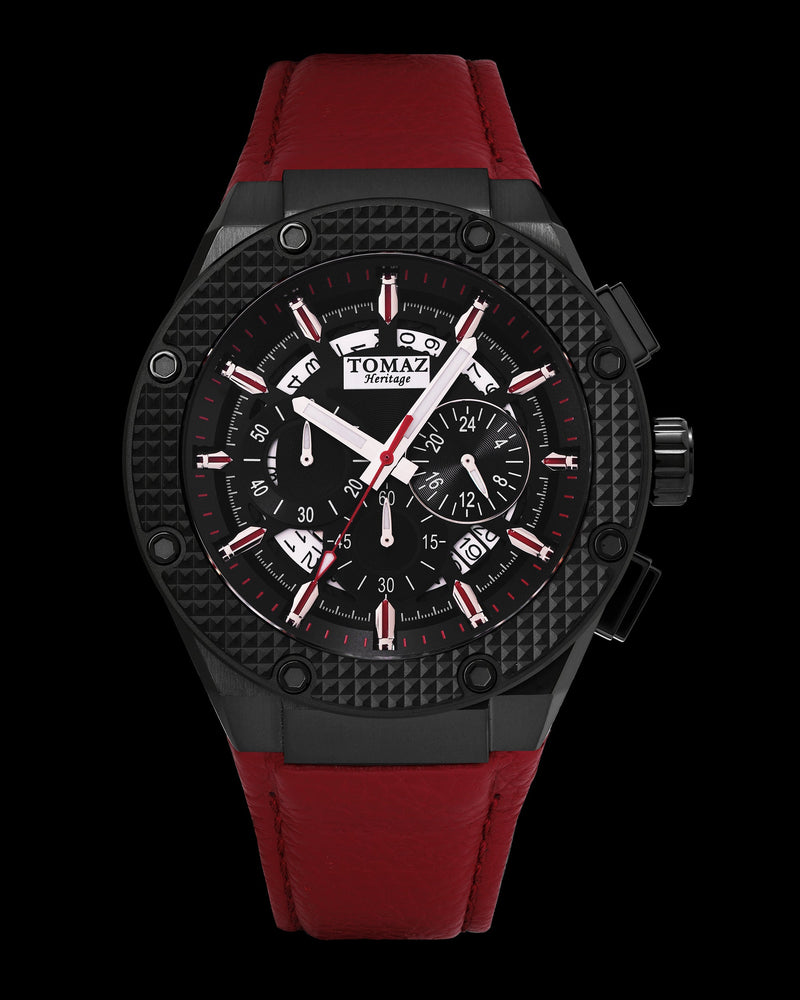 Romeo XL TQ030-D5 (Black) Red Leather Strap