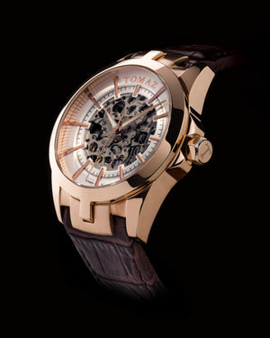 
                  
                    Load image into Gallery viewer, Tomaz Men&amp;#39;s Watch TW003-D1 (Rosegold/White) Coffee Leather Strap
                  
                