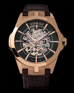 
                  
                    Load image into Gallery viewer, Tomaz Men&amp;#39;s Watch TW003-D2 (Rosegold/Black) Coffee Leather Strap
                  
                