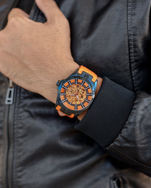 
                  
                    Load image into Gallery viewer, Tomaz Men&amp;#39;s Watch TW003B-D1 (Black/Orange) Orange Salmon Leather Strap
                  
                