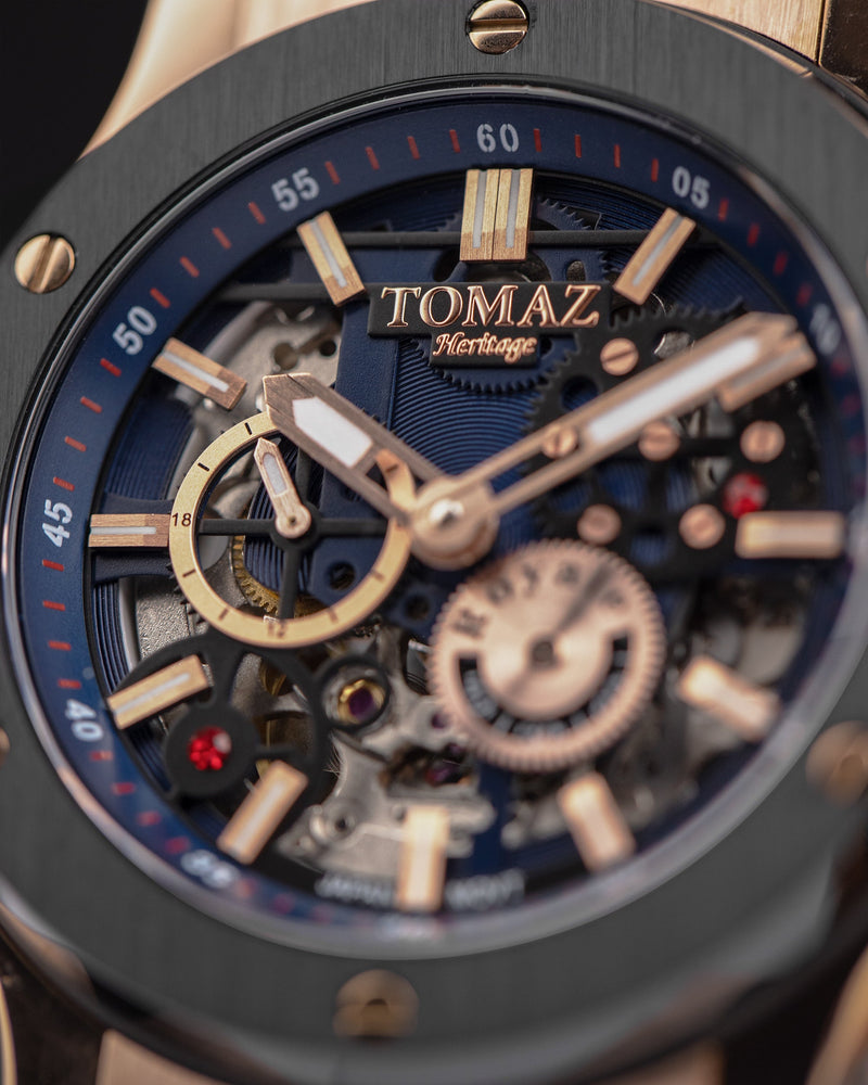 
                  
                    Load image into Gallery viewer, Tomaz Men&amp;#39;s Watch TW014-D10 (Rosegold/Black) Blue Leather Strap
                  
                