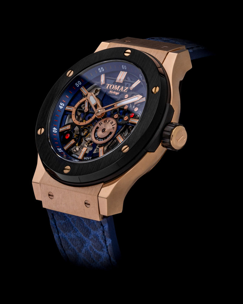 
                  
                    Load image into Gallery viewer, Tomaz Men&amp;#39;s Watch TW014-D10 (Rosegold/Black) Blue Leather Strap
                  
                