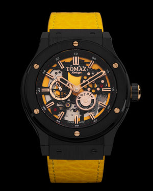 
                  
                    Load image into Gallery viewer, Tomaz Men&amp;#39;s Watch TW014-D7 (Black/Yellow) Yellow Leather Strap
                  
                