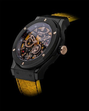 
                  
                    Load image into Gallery viewer, Tomaz Men&amp;#39;s Watch TW014-D7 (Black/Yellow) Yellow Leather Strap
                  
                