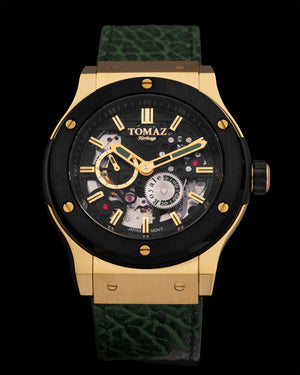 
                  
                    Load image into Gallery viewer, Tomaz Men&amp;#39;s Watch TW014-D9 (Gold/Black) Green Leather Strap
                  
                