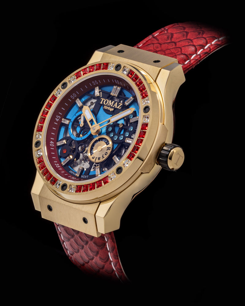 Royale TW014A-D1 (Gold) with Red Swarovski (Red Salmon Leather 