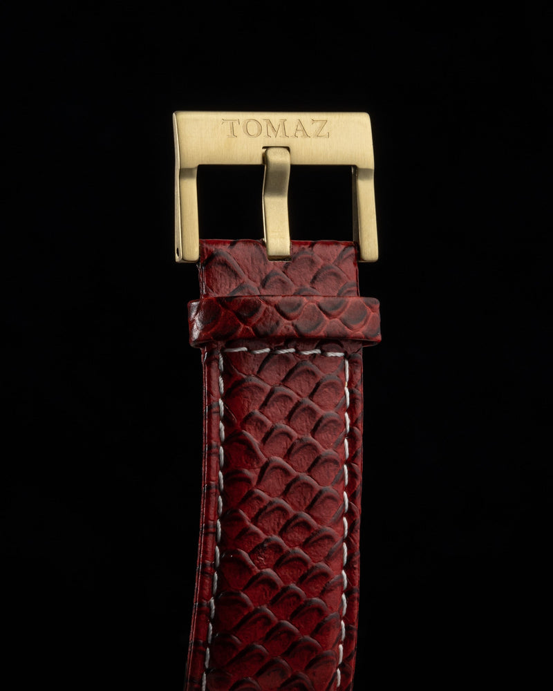 
                  
                    Load image into Gallery viewer, Royale TW014A-D1 (Gold) with Red Swarovski (Red Salmon Leather Strap)
                  
                
