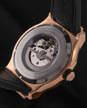 
                  
                    Load image into Gallery viewer, Royale TW014B-D1 (Rosegold) with Rainbow Swarovski (Black Salmon Leather Strap)
                  
                