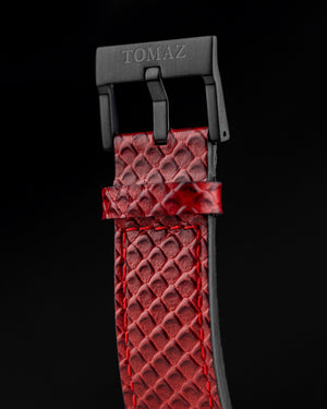 
                  
                    Load image into Gallery viewer, Royale TW014B-D4 (Black) with Red Swarovski (Red Salmon Leather Strap)
                  
                