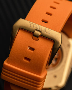 
                  
                    Load image into Gallery viewer, GT Skeleton TW028-D16 (Rosegold/Orange) with Blue Swarovski (Orange Rubber Strap)
                  
                