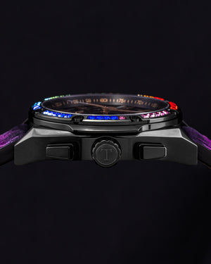 
                  
                    Load image into Gallery viewer, RAWR III TW024C-D1 (Black) with Rainbow Swarovski (Purple Plain Strap)
                  
                