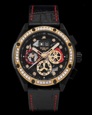 
                  
                    Load image into Gallery viewer, RAWR III TW024E-D4 (Black) with White Swarovski (Black Leather Strap)
                  
                