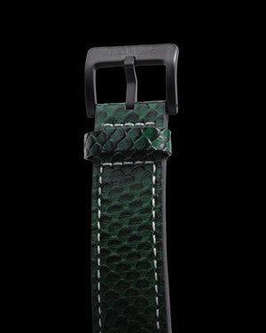 
                  
                    Load image into Gallery viewer, RAWR III TW024F-D1 (Black) with Dark Green White Yellow Swarovski (Dark Green Salmon Leather Strap)
                  
                