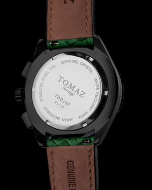 
                  
                    Load image into Gallery viewer, RAWR III TW024F-D12 (Black) with Green Blue Black Swarovski (Green Leather Strap)
                  
                