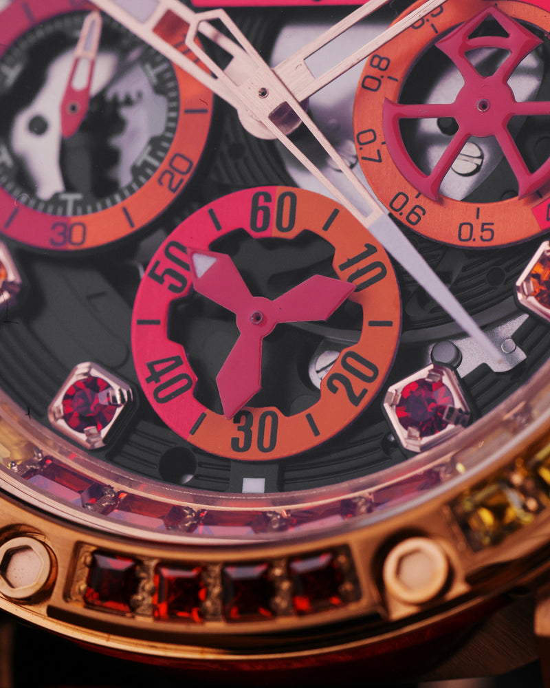 
                  
                    Load image into Gallery viewer, RAWR III TW024F-D13 (Rosegold) with Red Orange Swarovski (Red Leather Strap)
                  
                