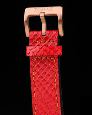 
                  
                    Load image into Gallery viewer, RAWR III TW024F-D13 (Rosegold) with Red Orange Swarovski (Red Leather Strap)
                  
                