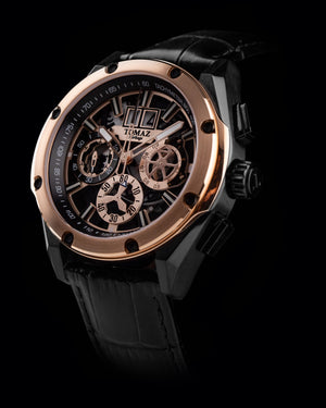 
                  
                    Load image into Gallery viewer, RAWR III TW024F-D2 (Rosegold/Black) Black Bamboo Leather Strap
                  
                