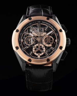 
                  
                    Load image into Gallery viewer, RAWR III TW024F-D2 (Rosegold/Black) Black Bamboo Leather Strap
                  
                