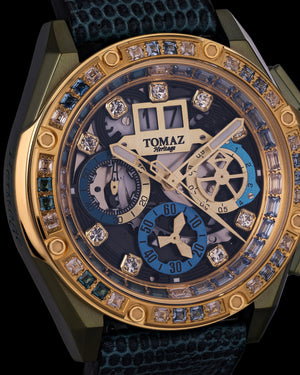 
                  
                    Load image into Gallery viewer, RAWR III TW024F-D7A (Gold/Blue) with Gold Blue White Swarovski (Blue Leather Strap)
                  
                