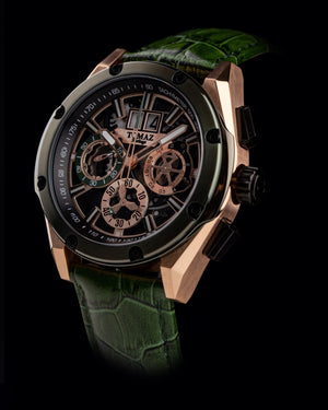 
                  
                    Load image into Gallery viewer, RAWR III TW024F-D8 (Rosegold/Black) Green Bamboo Leather Strap
                  
                