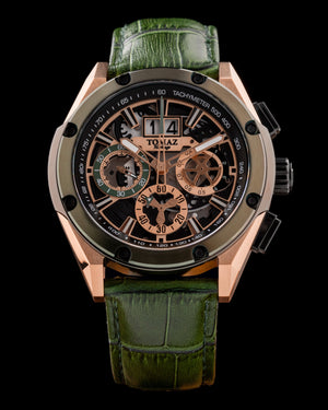 
                  
                    Load image into Gallery viewer, RAWR III TW024F-D8 (Rosegold/Black) Green Bamboo Leather Strap
                  
                