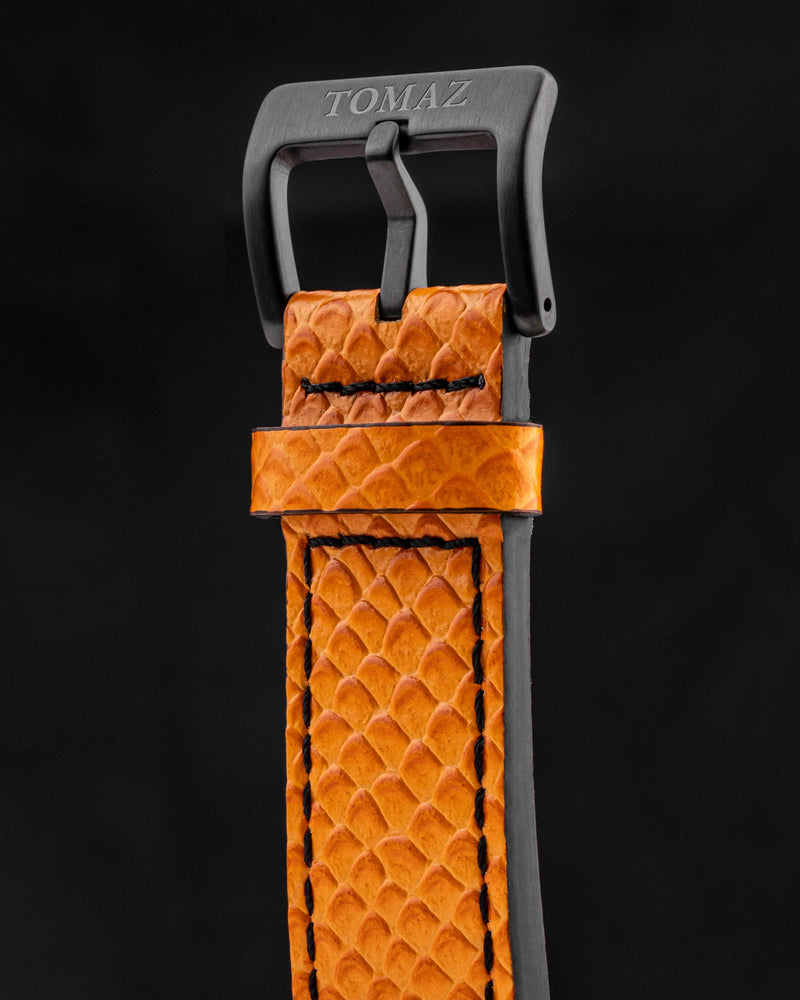 
                  
                    Load image into Gallery viewer, RAWR III TW024I-D4 (Black) with Blue Swarovski (Orange Salmon Leather Strap)
                  
                