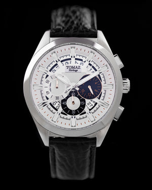 
                  
                    Load image into Gallery viewer, Romeo XXV TW025-D1 (Silver/White) Black Leather Strap
                  
                