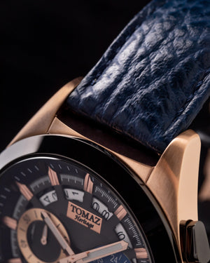 
                  
                    Load image into Gallery viewer, Romeo XXV TW025-D10 (Rosegold/Black) Blue Leather Strap
                  
                