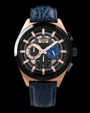 
                  
                    Load image into Gallery viewer, Romeo XXV TW025-D10 (Rosegold/Black) Blue Leather Strap
                  
                