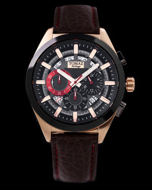 
                  
                    Load image into Gallery viewer, Romeo XXV TW025-D12 (Rosegold/Black) Coffee Leather Strap
                  
                