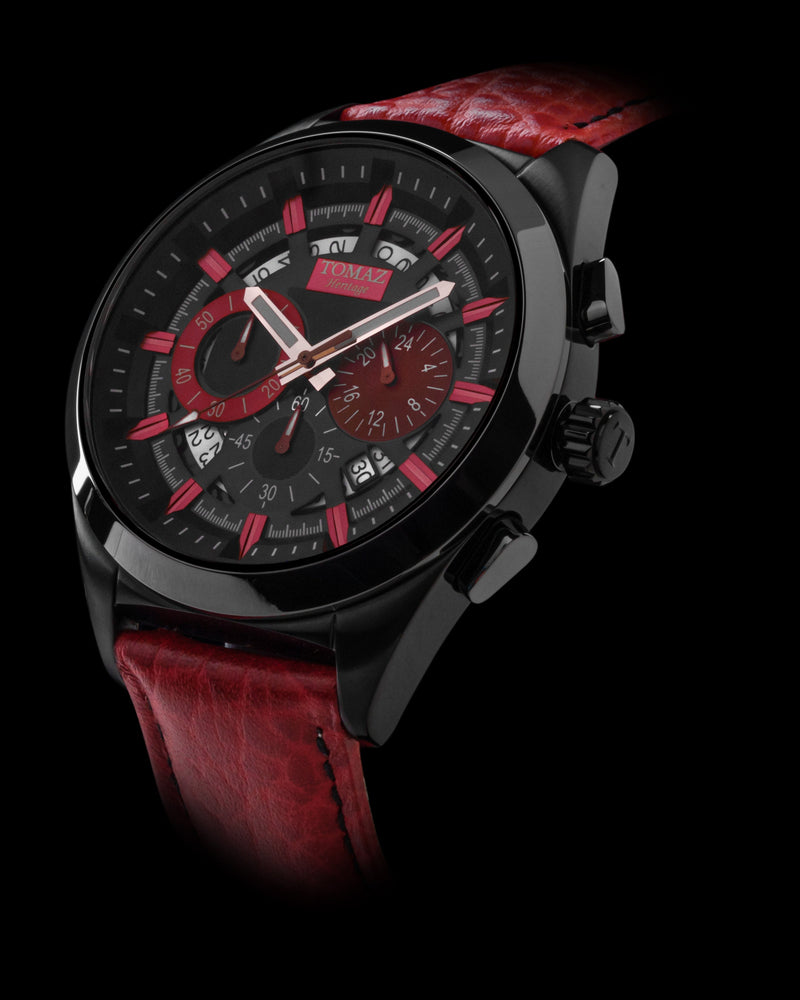 
                  
                    Load image into Gallery viewer, Romeo XXV TW025-D13 (Black) Red leather Strap
                  
                