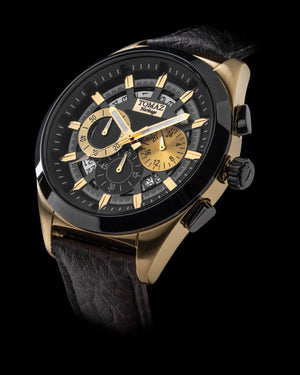 
                  
                    Load image into Gallery viewer, Romeo XXV TW025-D15 (Gold/Black) Coffee Leather Strao
                  
                