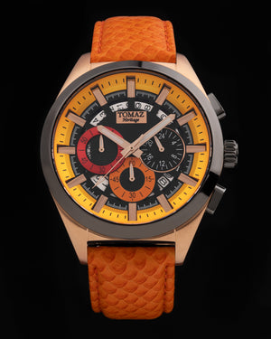 
                  
                    Load image into Gallery viewer, Romeo XXV TW025-D19 (Rosegold/Black/Yellow) Orange Salmon Leather Strap
                  
                
