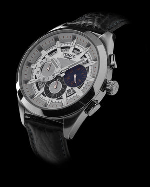 
                  
                    Load image into Gallery viewer, Romeo XXV TW025-D1 (Silver/White) Black Leather Strap
                  
                